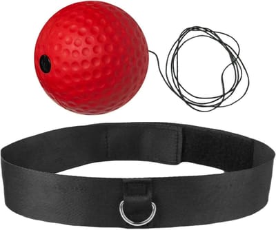 Boksreflexbal Hoofdband - Trainingsbal Reactie - Verbeteren Coördinatie - Lichtgewicht Nylon PU - 8 cm breed - Rood