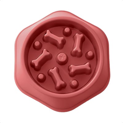 JAXY – Anti Schrokbak Hond – Slowfeeder Hond en Kat – Voerbak – Anti-Slip Schrokbak – Voerpuzzel – Anti Schrok Hondenvoerbak – Slow Feeder Honden Voerbak – Bordeauxrood