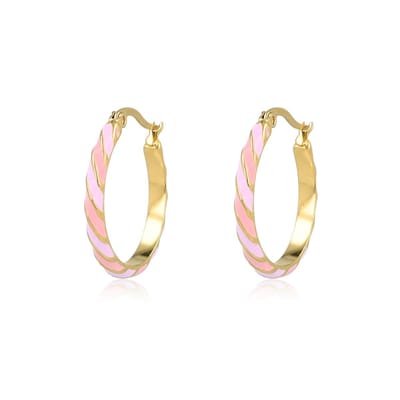 My Bendel - Stralende Goudkleurige Oorringen met Roze en Lila Epoxy - met Luxe Cadeauverpakking | Sieraden Voor Dames