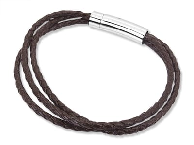 Amanto Armband Felix D - Leer - 316L Staal - 3mm - 20cm