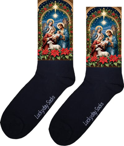 Jozef Jezus en Maria - Verjaardag cadeau - Grappige sokken - Geloof - God - Volgers - Leuke sokken voor heren en dames - Moederdag - Vaderdag - Cadeau voor hem en haar - Kerstcadeau - Vrolijke sokken - Valentijns cadeau - Maat 37-44