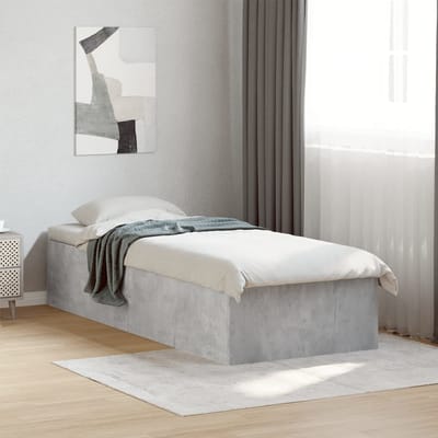 vidaXL - Bedframe - bewerkt - hout - betongrijs - 100x200 - cm