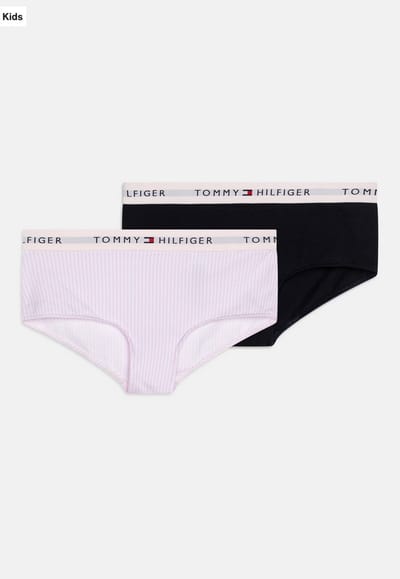 Tommy Hilfiger - Duopack Meisjes Hipsters - Roze Gestreept/Donkerblauw - 8/10 jaar