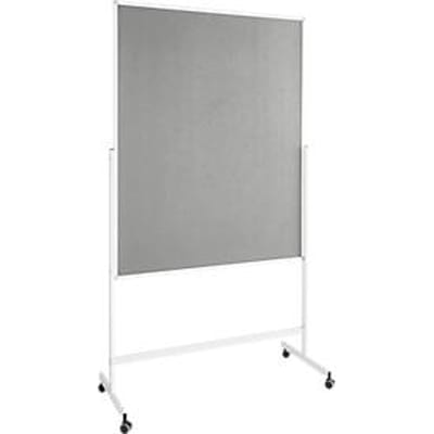 Schäfer Shop Select presentatiebord SH MT 121 - mobiel - aan beide zijden te gebruiken - B 1200 x H 1500 mm, vilt - aluminium & metaal - grijs