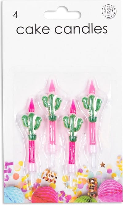 Wefiesta Cactuskaarsjes 5,9 Cm Wax Roze/groen 4 Stuks
