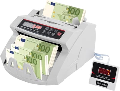 Geld Tel Machine - Bankbiljet Teller - Snel Geld Tellen - Valutacontrole Functie - 900 Biljetten Per Minuut - Wit