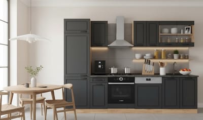 Complete Moderne Keuken 300 cm, - 300x82x60 cm - Antraciet - Novihome