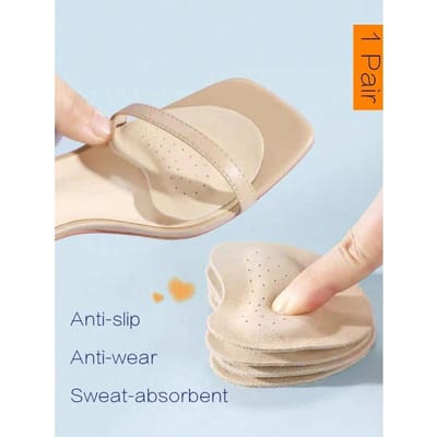 1 Paar Leren Voorvoetkussentjes voor Hoge Hakken, Zacht Schokabsorberend Zweetabsorberend Antislip, Voor Zomerse Sandalen, Zelfklevende Onzichtbare Voorvoetkussentjes beige