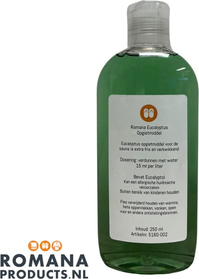 Romana Products Sauna Opgietmiddel - Verfrissende Saunageur - Sauna Geuren - Eucalyptus 250ml