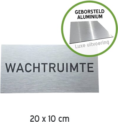 Deurbordje | "Wachtruimte" | 20 x 10 cm | Dibond geborsteld | Luxe uitstraling | Blinkend | | Wachtkamer | Wachtzaal | Dokter | Tandarts | Praktijk | Kinesist | Psycholoog | 1 stuk