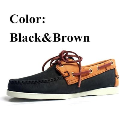 Heren Dames Echt Leer Docksides Classic Homme Femme Bootsschoenen,Plus Grote Maat Marine Zwart Bruin Merk Flats Loafers A047 37 black