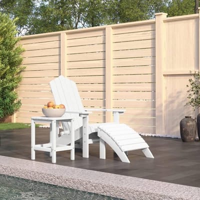 LAPOOH Tuin Adirondack Stoel met voetenbank & tafel HDPE Wit, Adirondack Stoel, Tuinstoel, Patio Zitting, Buitenstoel (SPU: 3095708)