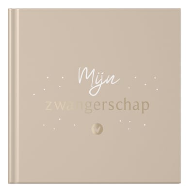 Fyllbooks - Mijn negen maanden Dagboek - Zwangerschapsboek, Babyboek - 9 maanden Invulboek Zwangerschap - Sunkissed Sand - Goudfolie