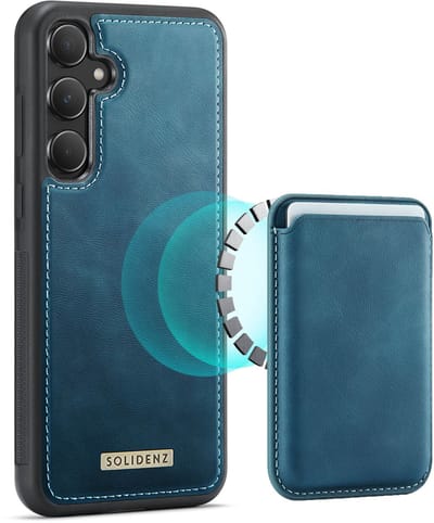 Solidenz Luxe Wallet geschikt voor Samsung Galaxy A17 hoesje - Magnetische Pasjeshouder - Schokbestendig - Blauw