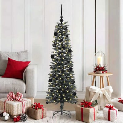 vidaXL - Kunstkerstboom - met - 150 - LED - Groen - 150 - cm - PVC - en - Plastic - en - Staal