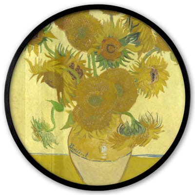 Poster in lijst Rond - Fotolijst 40x40 cm - Posters - Zonnebloemen - Vincent van Gogh - Ronde posterlijst zwart - Decoratie - Wanddecoratie woonkamer - Muurdecoratie slaapkamer