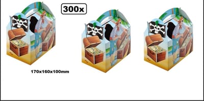300x Happy kids menubox Pirates of the sea - Menu box take away restaurant festival thema party friet hamburger