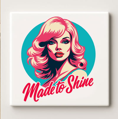 Made to Shine Keramische Tegel – 15x15 cm Retro Popart Vrouw Ontwerp – Inspirerende Wandtegel & Stijlvol Cadeau voor Huisdecoratie