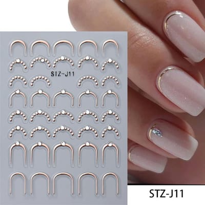Zilver Goud Lijnen Streep Nagelsticker Decals Metalen Strip Luxe Nagels Slider 3D Zelfklevend Ontwerp Nail Art Stickers STZ-J11