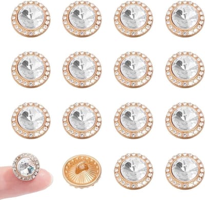 Set van 20 Stalen Knopen met Rhinestones voor Kleding, Hemden, Jurken en Jassen, 1.2 x 0.8 cm, Duidelijk en Stijlvol