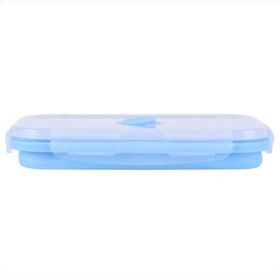 800ml Bentobox Brooddoos - Voedselopslagcontainer van Voedselveilig Silicoon, Vouwbaar en Draagbaar voor Gezonde Maaltijden (Lichtblauw)