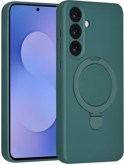 TUNIQ telefoonhoesje voor Samsung Galaxy S25 FE - MagSafe met ringstand - Donkergroen
