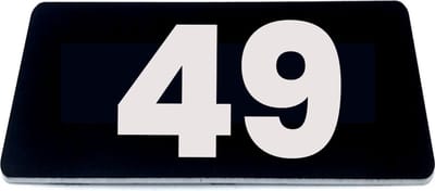 Nummerplaatje 49 - 80 x 50 x 1,6 mm - Zwart/wit - incl. 3M-tape | Nummerbordje - Deur en kamernummer - brievenbusnummers - Gratis verzending - 5 jaar garantie