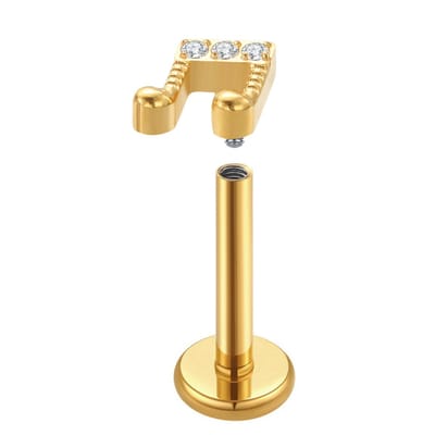 Piercing titanium intern schroefdraad Music Note - goud - LMPiercings
