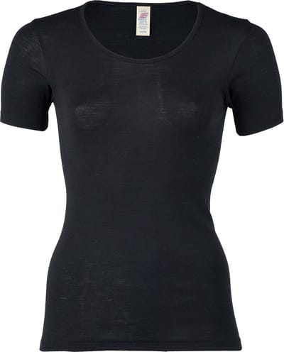 Engel Natur Dames T-shirt Zijde - Merino Wol GOTS zwart 46/48XL