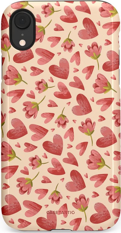 Casetastic Hoesje Geschikt voor Apple iPhone Xr - Stijlvolle Beschermende Duo-layer Case - Verbonden Hartjes