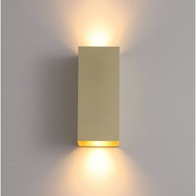 Searchlight Wandlamp London Square, goudkleurig, hoogte 15 cm, 2-lamps.