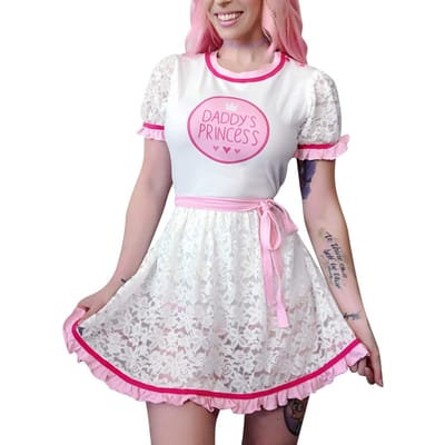 [LittleForBig] Barboteuse Adulte, Jolie Robe en Dentelle, Style Princesse, Taille M