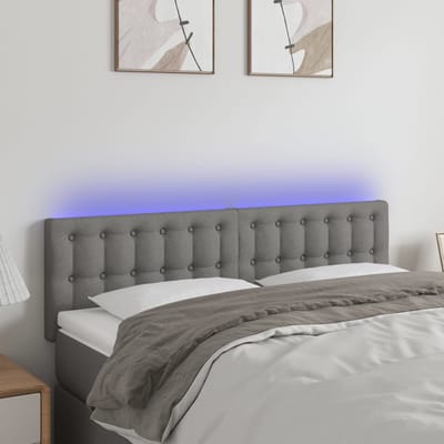 vidaXL - Hoofdbord - LED - 144x5x78/88 - cm - stof - donkergrijs