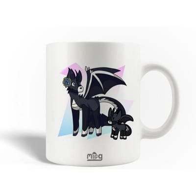 Mug en Céramique - Licorne Dragon - 30cl - Compatible Lave-Vaisselle - Blanc - Rond
