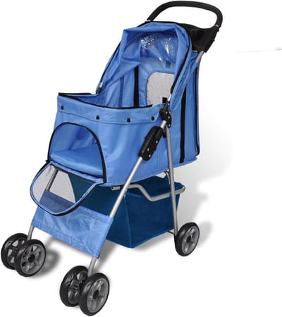 Huisdieren Wandelwagen - Reisdrager Hond Kat - Comfortabel Wandelen - Opvouwbaar Lichtgewicht - 835 x 39 x 19 cm - Blauw