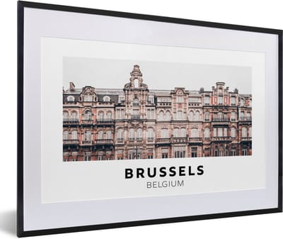 Fotolijst incl. Poster - België - Brussel - Huizen - 60x40 cm - Posterlijst