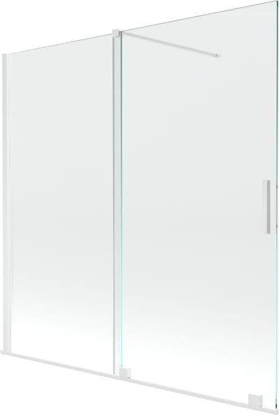 Mexen Velar badwand 2-delig schuifbaar 160 x 150 , transparant, wit - 896-160-000-01-20