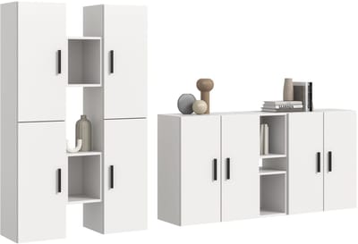Modulaire woonwand in wit - Ruime opbergcombinatie voor elke ruimte - 270x182cm