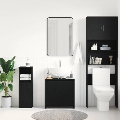 vidaXL - Badkamerkast - 60x33x60 - cm - spaanplaat - zwart - eikenkleurig
