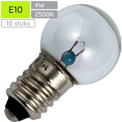 Signaallamp E10 12V 4W - 333 mAh - 10 stuks - G17 Gloeilamp Ø17mm - 30mm - 2500K - Dimbaar