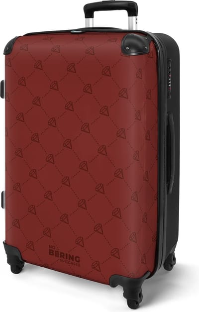 NoBoringSuitcases.com® - Koffer groot - Rolkoffer lichtgewicht - Rood met diamant patroon - Reiskoffer met 4 wielen - Grote reis trolley XL - Luggage suitcase - Hardcase reistrolley medium - 20 kg bagage