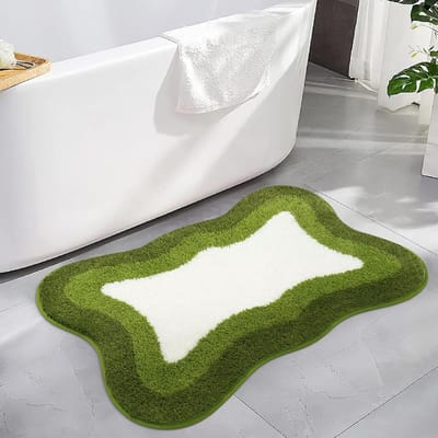 Badkamermat - Ultrazachte, antislip mat met kleurverloop - Waterabsorberende, wasbare microvezelmat - Geschikt voor vloeren, badkuipen en doucheruimtes - Groen/Wit - 40*60 cm