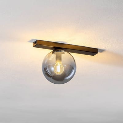 Emibig Aalborg mooie zwarte plafondlamp met gerookte bol E14 - Perfecte verlichting voor elke ruimte