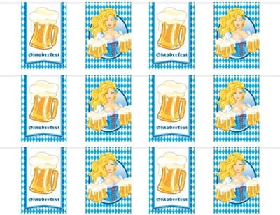 Oktoberfest - 3x Oktoberfest/bierfeest vlaggenlijnen/slingers rechthoekig 10 meter - Feestartikelen versiering