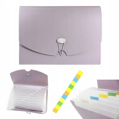 Biurfol A4 Accordion Map Organizer met 13 Vakken en Elastische Band - Roze