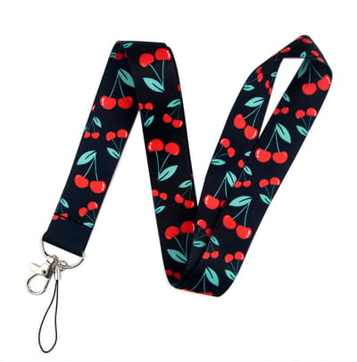 Travel Cords - Keycord Kersen Rood-Zwart - stevig lanyard - sleutelhanger - sleutelkoord - met telefoonkoord - sleutels