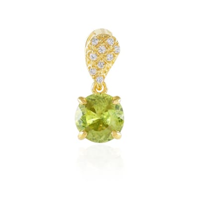 Cavill - Luxe Zilveren Hanger Verguld - 1,112 ct Sfeen Rond Briljant Madagaskar + 9 Zirkonen - Elegante Handgemaakte Edelsteen Sieraad