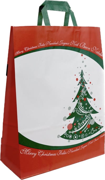 Kersttas Papier - Joyeux Noël - 32 + 13 x 41 cm - 25 stuks - Winterfeest tassen - Feliz Navidad etc.