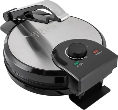Roti Maker - Tortilla Pers - Pannenkoeken Bakken - Instelbare Temperatuur - 26 x 34 cm - Zwart Zilver