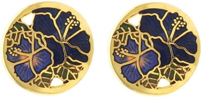 Behave - Dames oorbellen stekers - blauw bloemdesign - botanisch stijl